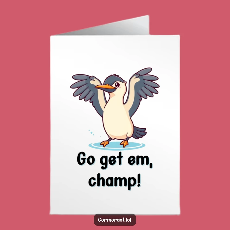 Free Printable Congrats Card: Playful Cormorant Dive - Funny Downloadable!