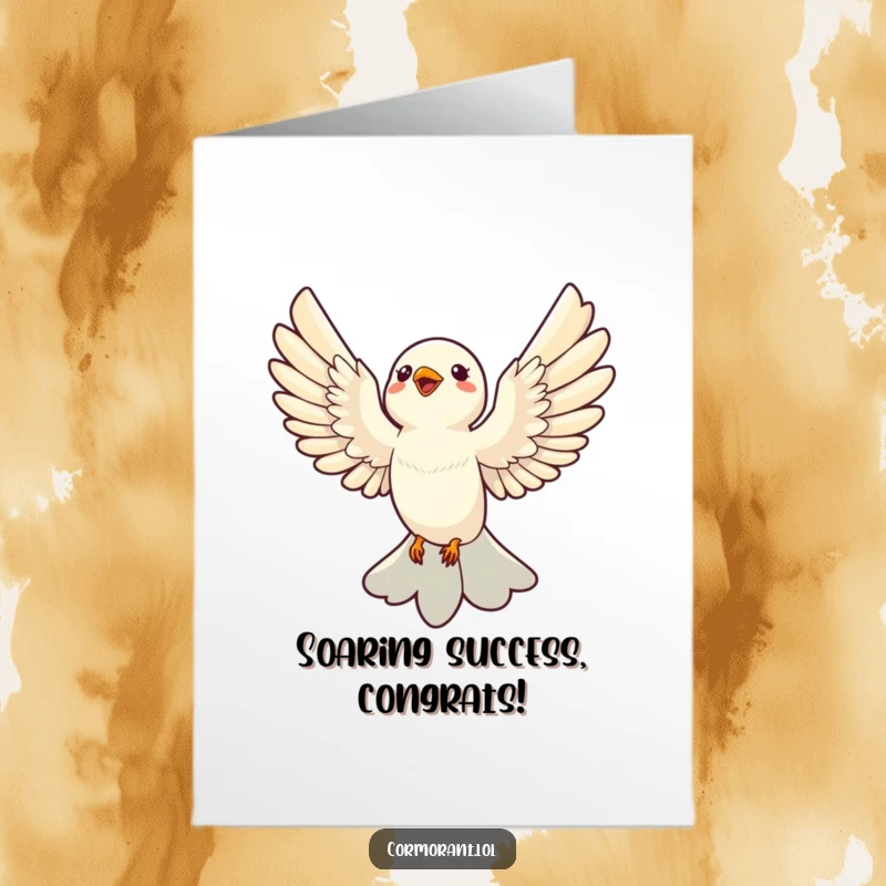 Funny Free Printable Congratulations Card showcasing a sleek bird with wings spread wide, celebrating an achievement joyfully.