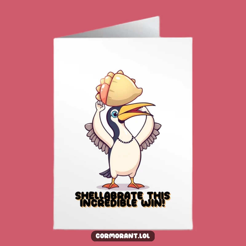Free Printable Cormorant Congrats Card: Victorious Shell Holder Downloadable