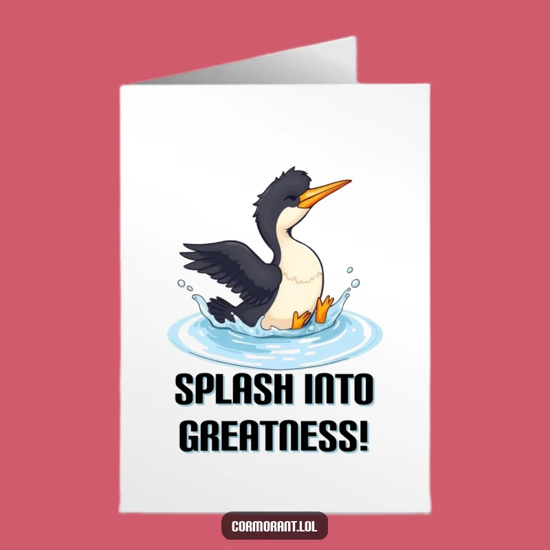 Free Printable Splashing Cormorant Congrats Card: Joyful Splash Surprise Downloadable Gift