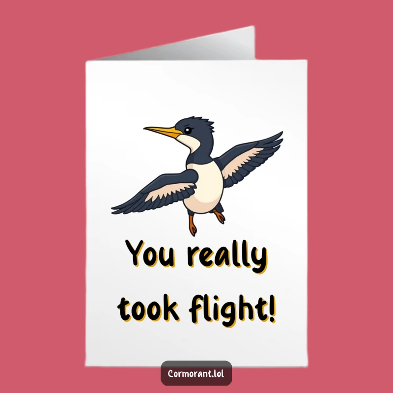 Free Printable Congrats Card: Sleek Cormorant Soaring - Humorous Downloadable Gift