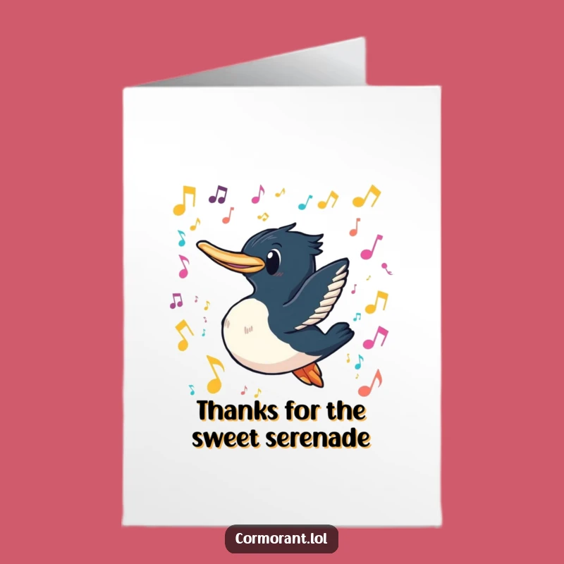 Free Printable Cormorant Music Thank You Card: A Grateful Melody, Funny Downloadable Gift