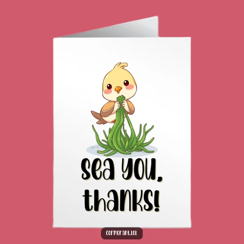 Free Printable Thank You Card: Bird with Seaweed - Funny Downloadable Gift
