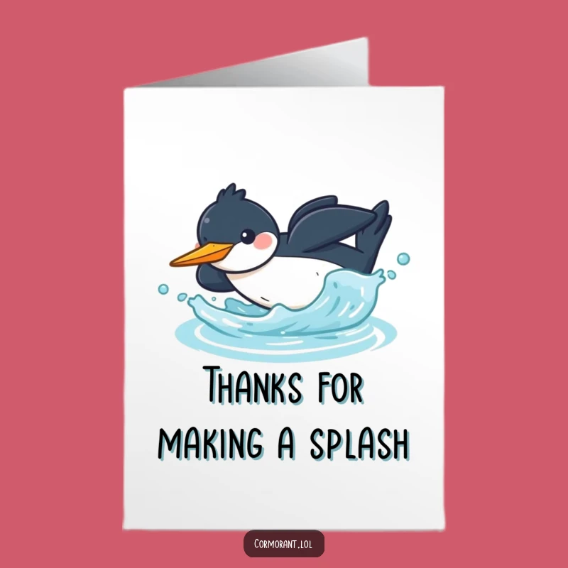 Free Printable Thank You Card: Cormorant Diving Splash Downloadable