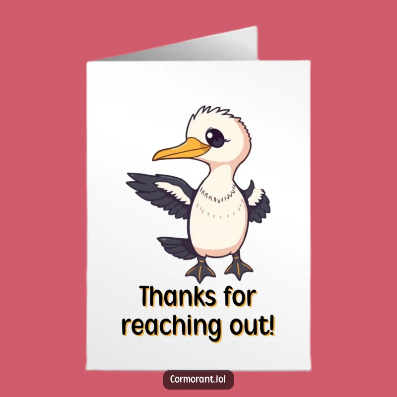 Free Printable Thank You Card: Friendly Cormorant Wave - Funny Gift