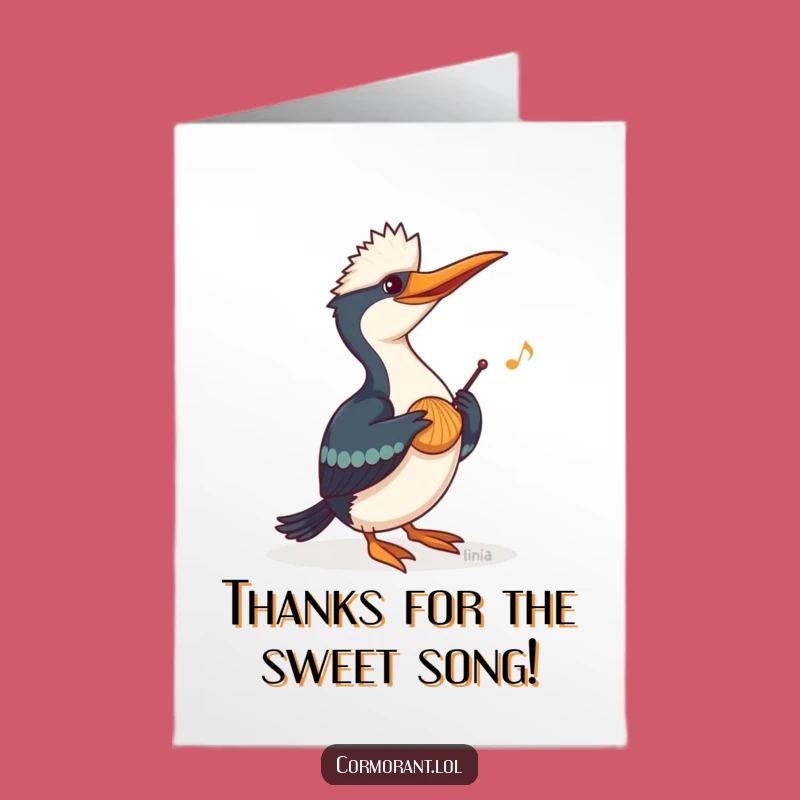 Free Printable Thank You Card: Musical Cormorant Seashell Tune Funny Downloadable Gift