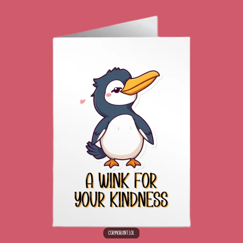 Free Printable Thank You Card: Winking Cormorant, Tail Flick Downloadable Greeting for Gratitude