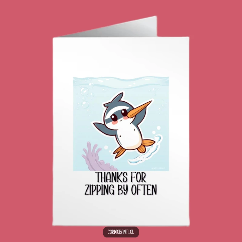 Free Printable Thank You Card: Zippy Cormorant, Energetic Thanks Downloadable Greeting