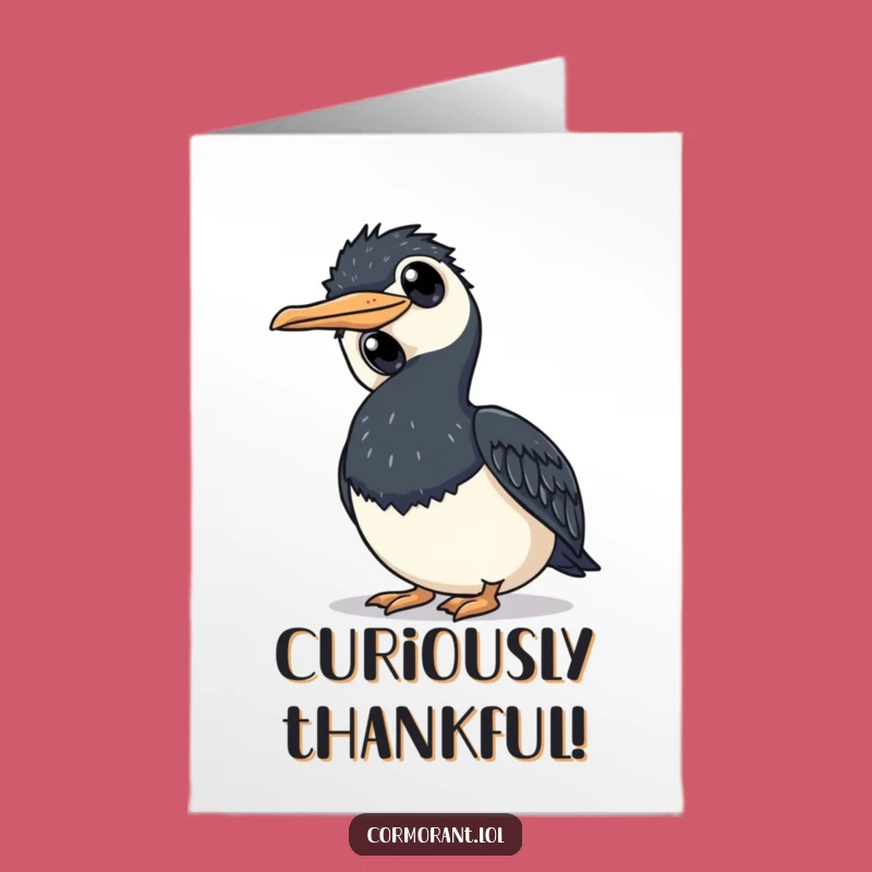Funny Cormorant Thank You Card Free Printable - Curious Gratitude Downloadable Greeting