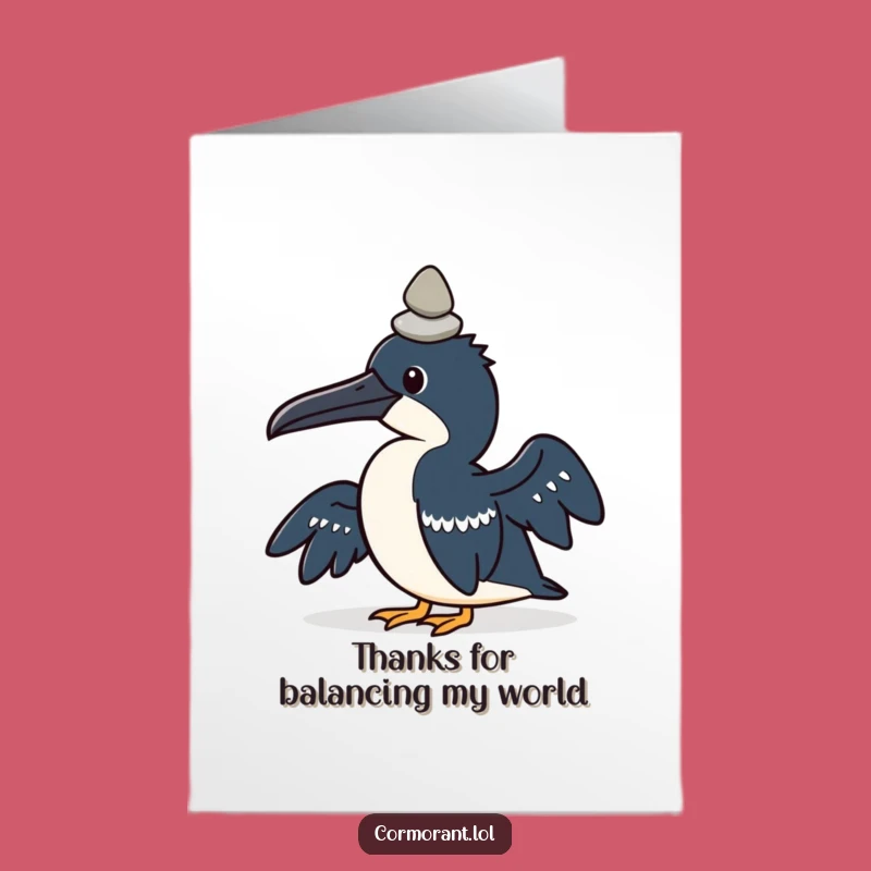 Free Printable Thank You Card: Cormorant Balancing Act Funny Downloadable Gift