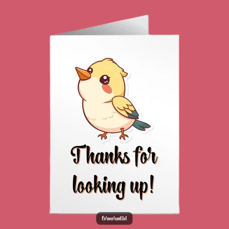 Free Printable Thank You Card: Curious Bird Gazing Up - Funny Downloadable Gift