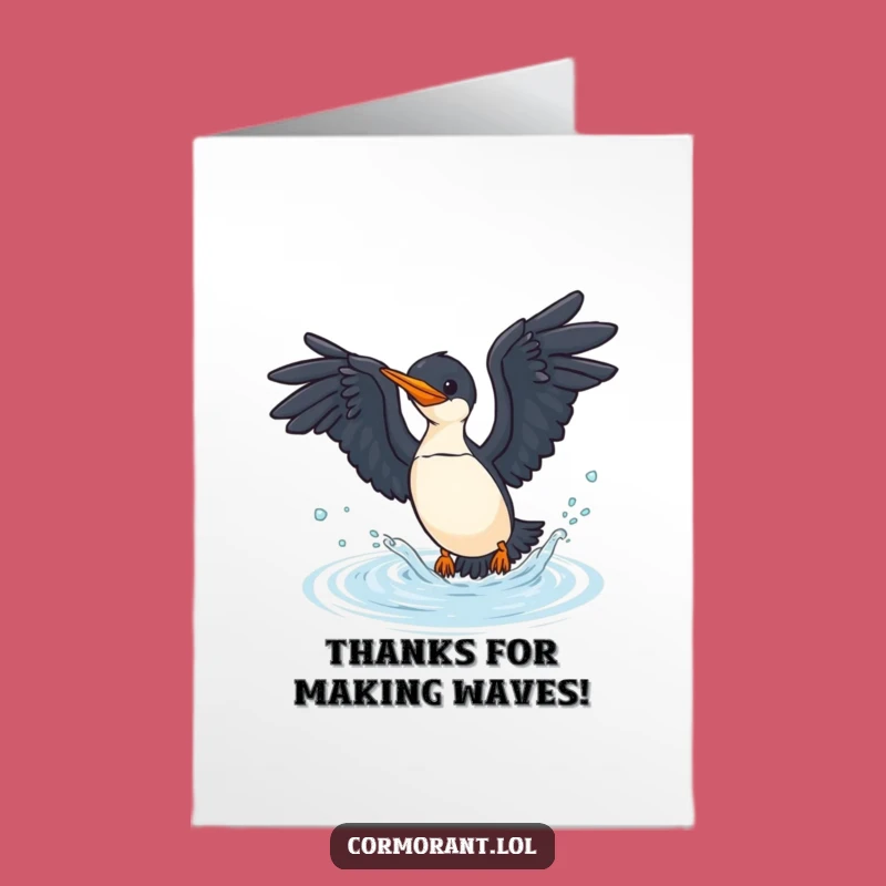 Funny Cormorant Thank You Card Free Printable - Grateful Dive Downloadable Greeting