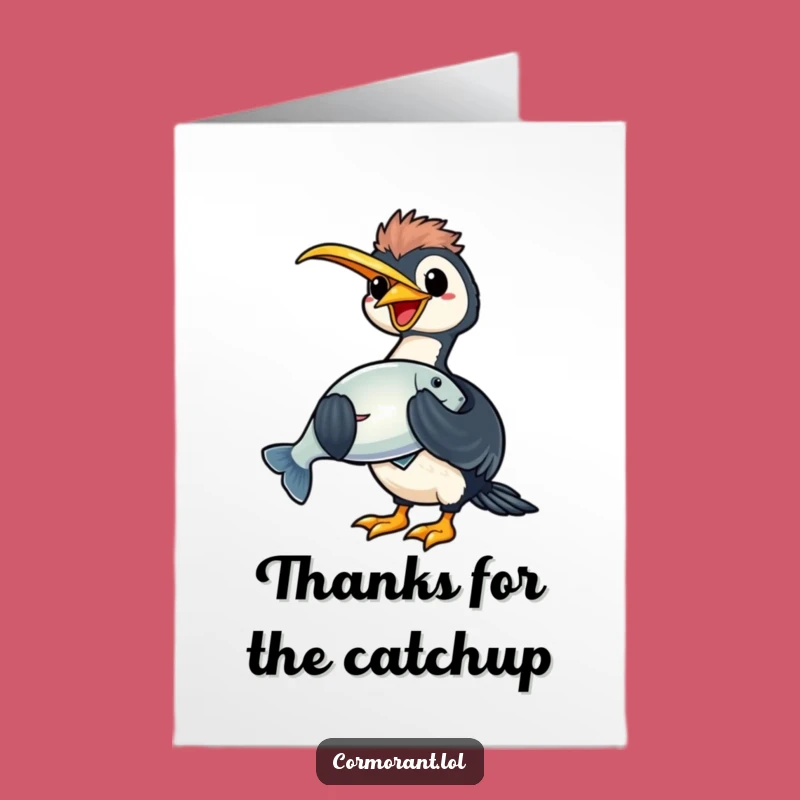 Free Printable Thank You Card: Cormorant Fish Catch Downloadable