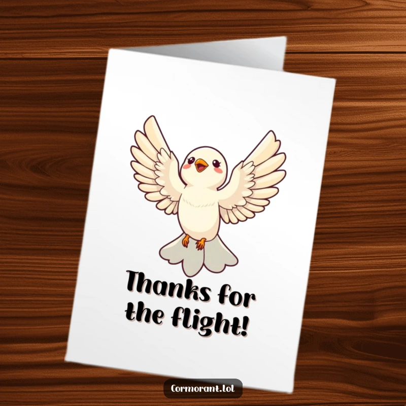 Funny Free Printable Thank You Card depicting a sleek bird in mid-flight, conveying gratitude with joyful wings.