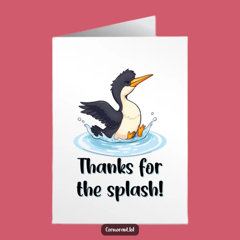 Funny Free Printable Cormorant Thank You Card: Grateful Splash Downloadable Gift