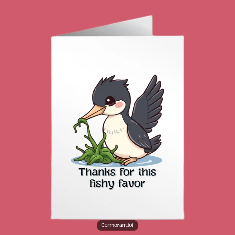 Free Printable Cormorant Thank You Card: Funny Bird Gratitude Downloadable