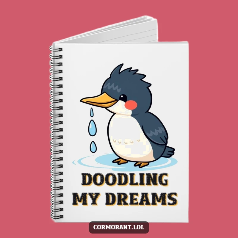 Funny Kawaii Cormorant Notebook - Jot Down Happy Thoughts