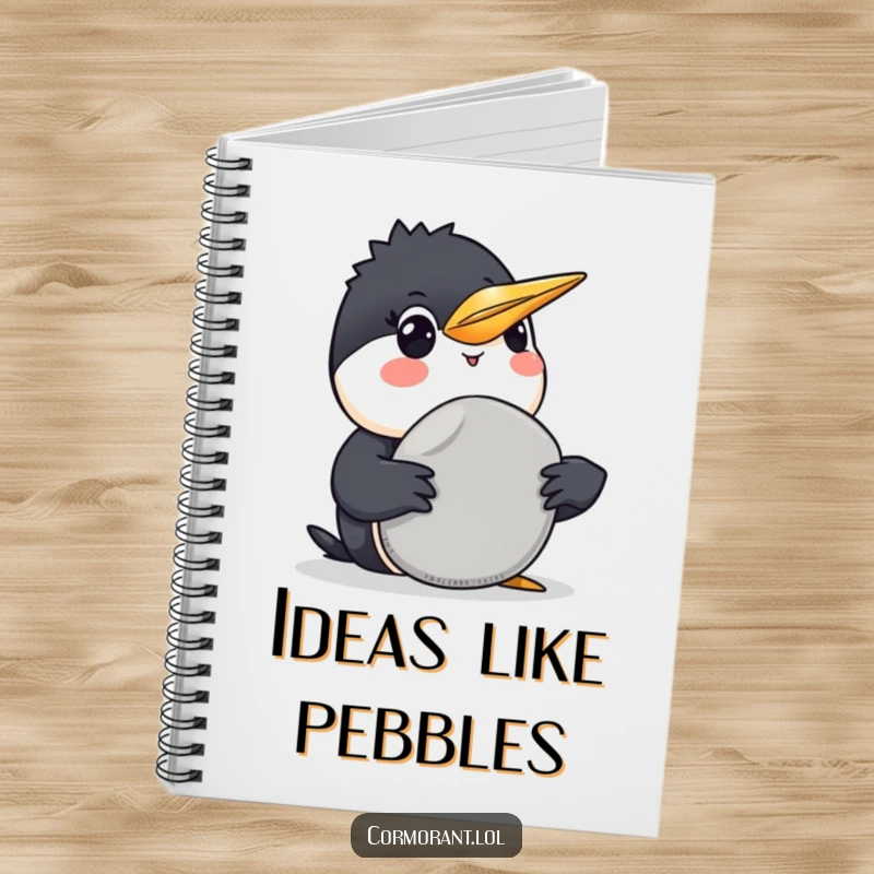 Funny Cormorant Notebook: A journal featuring a funny cormorant smiling while presenting a smooth grey pebble, perfect for notes.