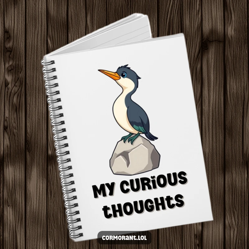 Funny Cormorant Notebook: A lined journal with a funny illustration of a curious cormorant bird stretching its neck on a rock.