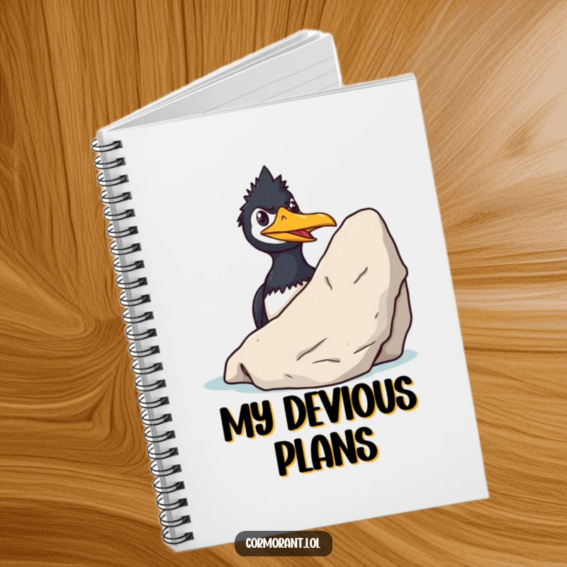 Funny Cormorant Notebook: A sly cormorant grins mischievously while peeking from behind a rock, offering a humorous cover for your notes.