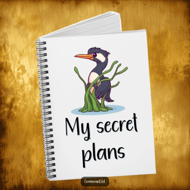 Funny Cormorant Notebook: A curious bird playfully peeking from behind seaweed, perfect for journaling and jotting down hidden thoughts.