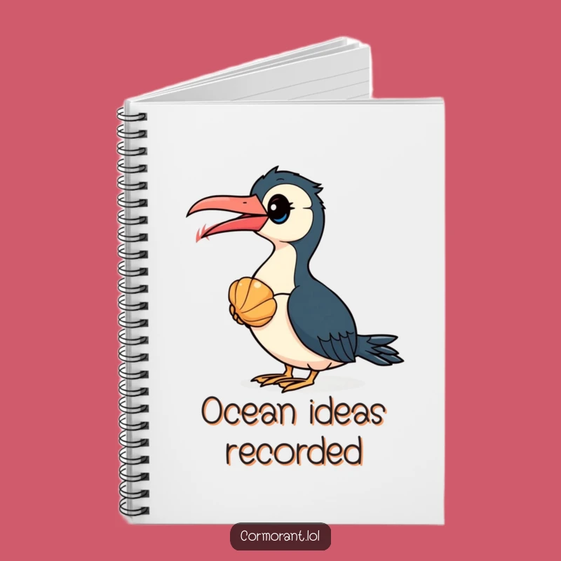 Funny Cormorant Seashell Notebook - Journal Bird Lover Notes Gift