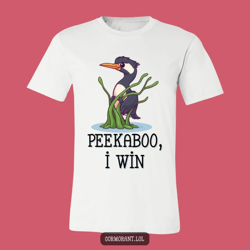 Funny Cormorant Peek T-Shirt: Sneaky Bird Tee from Seaweed Cover