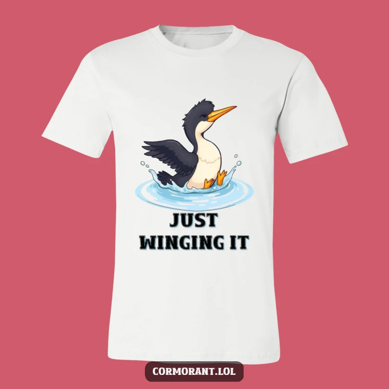 Funny Cormorant Splashing Tee - Playful Bird Bath Design Shirt Gift