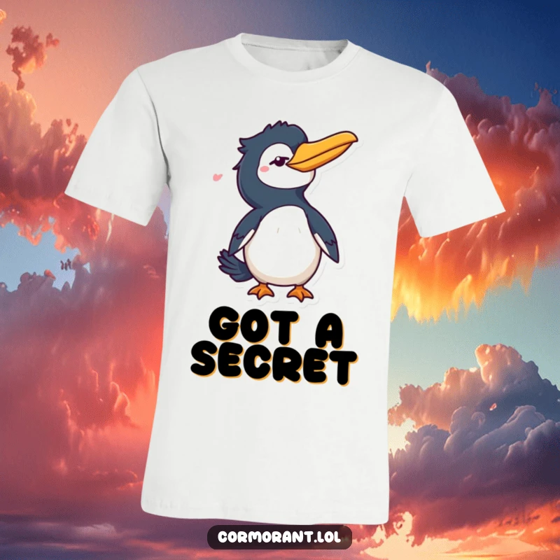 Funny Cormorant T-Shirt: A confident bird character delivering a sly wink and a sassy flick of its tail, full of personality.