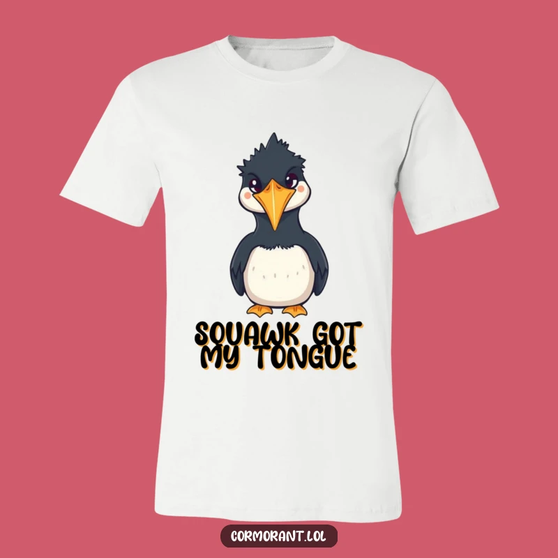 Funny Kawaii Cormorant Squawk T-Shirt: Adorable Bird Face Tee, Perfect Humorous Gift!