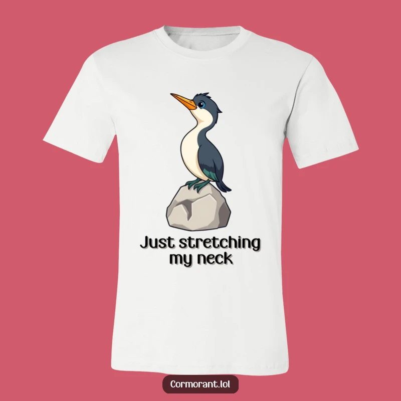 Funny Cormorant Neck Stretch T-Shirt: Quirky Curious Bird Tee, Comical Gift Top