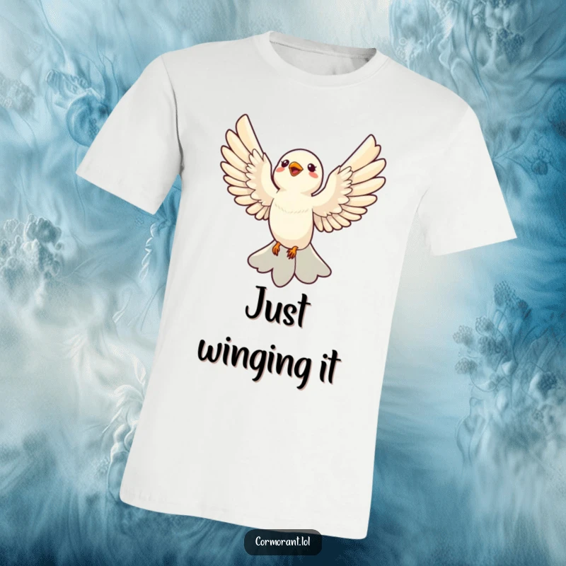 Funny T-Shirt: A sleek bird with wings outstretched in mid-flight, embodying joy and the spirit of soaring.