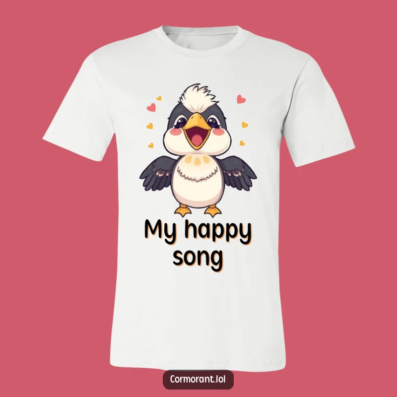 Funny Cormorant Singing T-Shirt: Happy Bird Tune Tee for Cheerful Souls