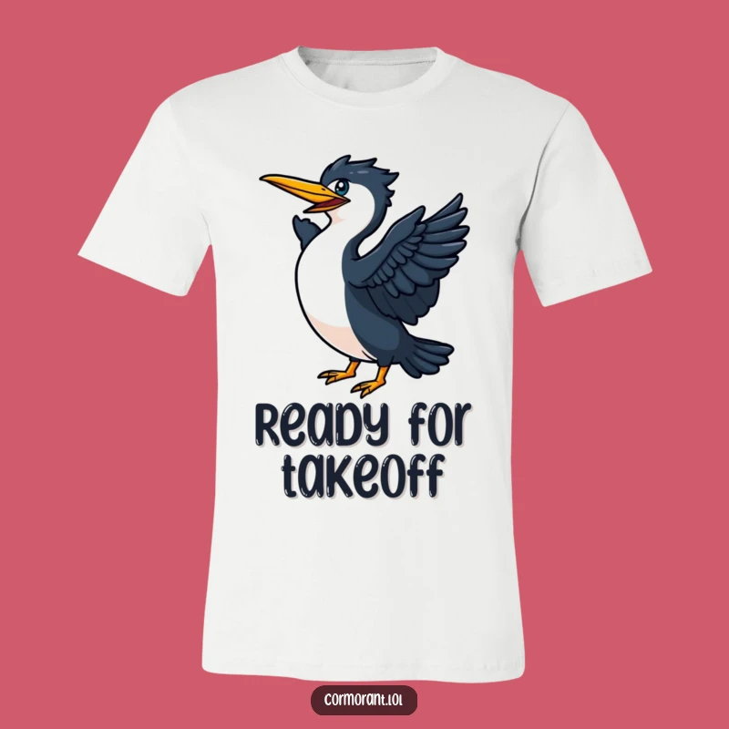 Funny Energetic Cormorant Flight Ready T-Shirt: Hilarious Bird Action Tee