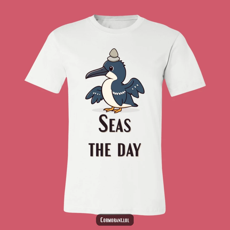 Funny Kawaii Cormorant T-Shirt: Pebble Performer, Bird Lover's Hilarious Gift