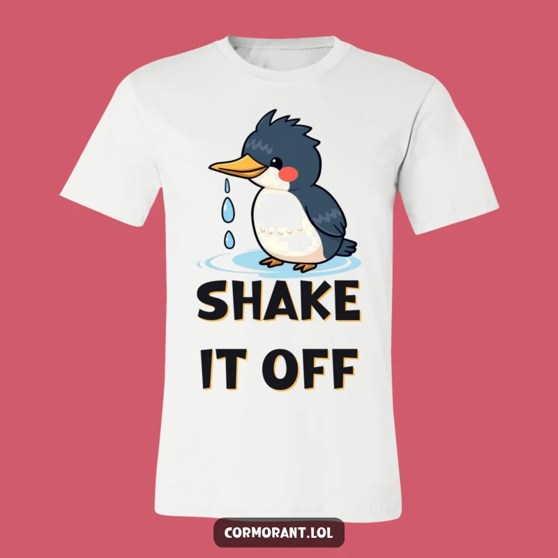 Funny Kawaii Cormorant Tee - Happy Water Shaking Fun