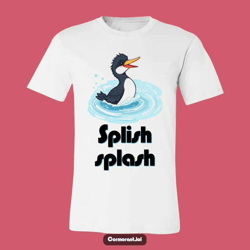Funny Cormorant Joyful Splash T-Shirt - Hilarious Bird Bathing Fun Tee