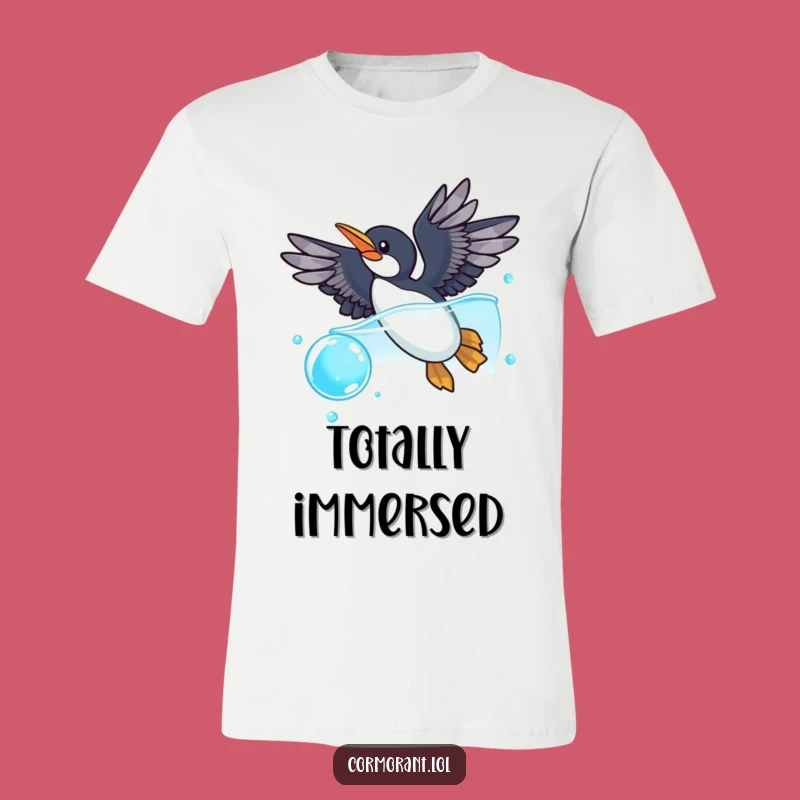 Funny Cormorant Bubble Dive T-Shirt: Hilarious Aquatic Fun Tee for Bird Enthusiasts