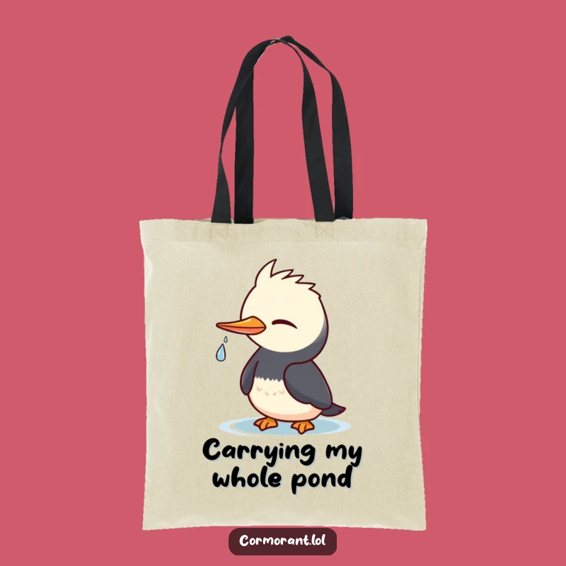 Funny Cormorant Wink Tote Bag: Kawaii Bird Style, Practical & Hilarious Funny Gift Accessory