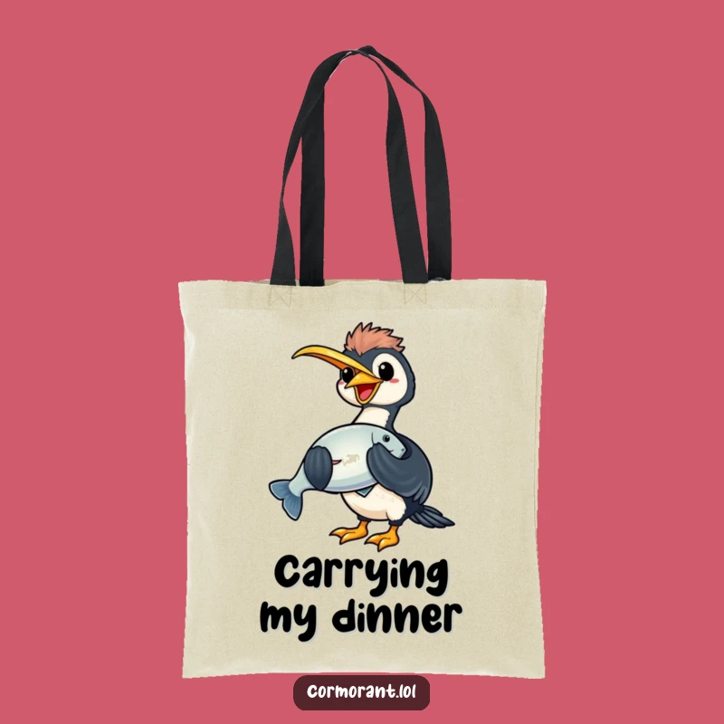Funny Cormorant Catch Tote Bag: Carry Your Humor and Your Fish!