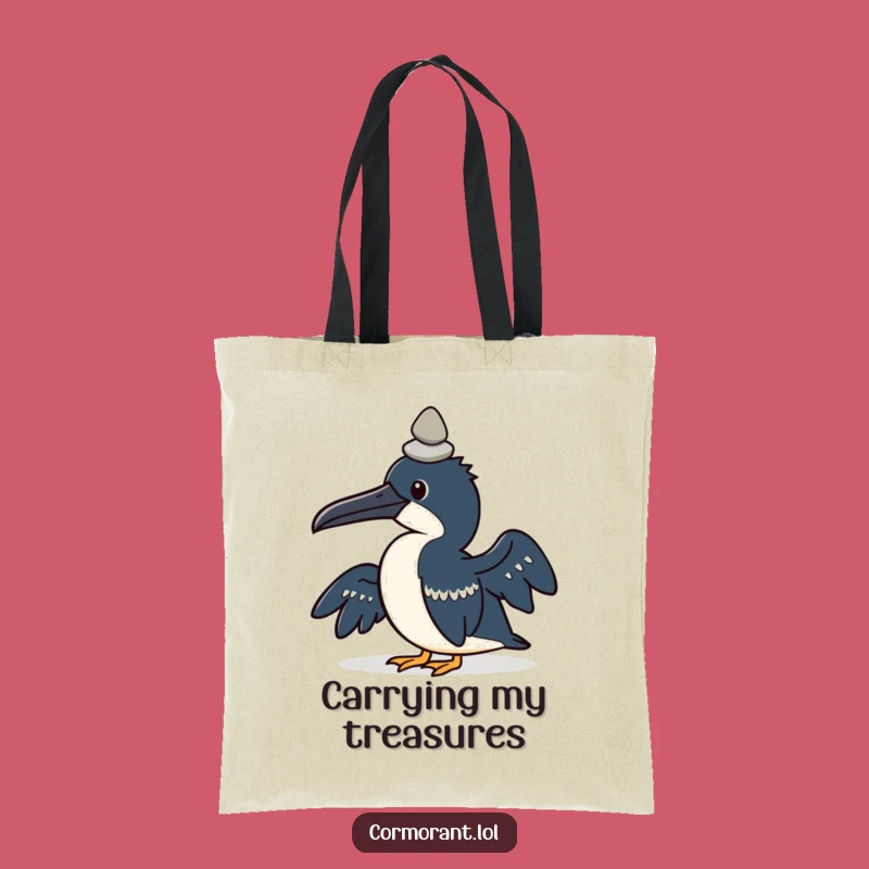 Funny Kawaii Cormorant Tote Bag: Pebble Balancer, Practical & Hilarious Gift
