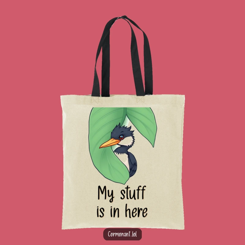 Funny Cormorant Leaf Peek Tote Bag: Carry Your Secrets with This Hilarious Bird Art